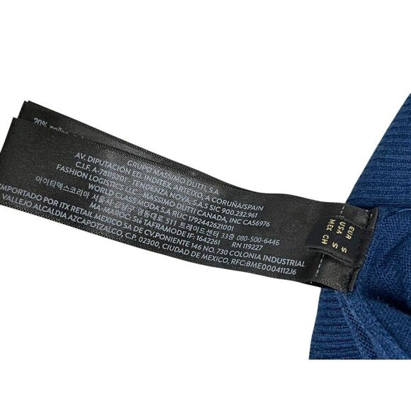 Massimo Dutti Womens Sweater S Small Blue Wool Cashmere Mock Neck NWOT - Picture 4 of 8